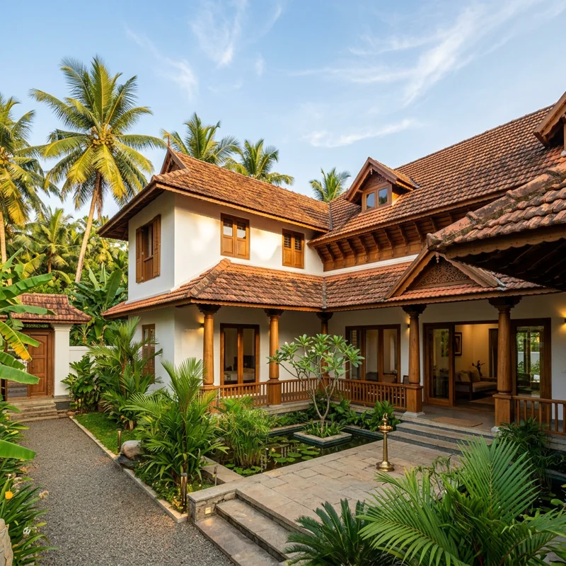 Kerala Courtyard Villa — a home built by Homeland Civil Tech in Vellayambalam, Trivandrum